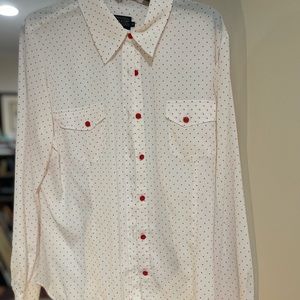 NWT Pendleton blouse. White/red polka dot. Size 18. Front pockets. Machine wash.